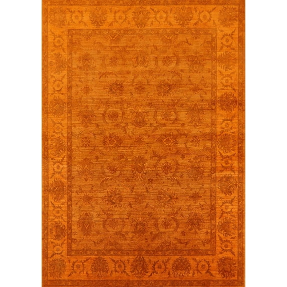 Ahgly Company Indoor Rectangle Mid-Century Modern OrangeRed Orange Oriental Area Rugs, 3' x 5'
