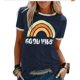 thumbnail image 1 of Camiseta de mujer de manga corta y cuello redondo con estampado de arcoíris Good Vibes, 1 of 4