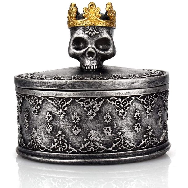 Skeleton Head Jewelry Box Jewelry Holder Organizer Halloween Decorations Home Skull Decor Black