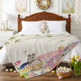 thumbnail image 3 of Throw Blanket Fleece Throw Blanket 50x60in, Easter Egg Spring Flower Soft Lightweight Bed Blankets Rustic Rabbit Butterfly Retro Linen Fuzzy Couch Blankets for All Season, 3 of 9