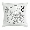 thumbnail image 1 of Zodiac Taurus Throw Pillow Cushion Cover, Hand Drawn Style Bull Outline with Horoscope Sign Monochrome Design, Decorative Square Accent Pillow Case, 18 X 18 Inches, Black and White, by Ambesonne, 1 of 2