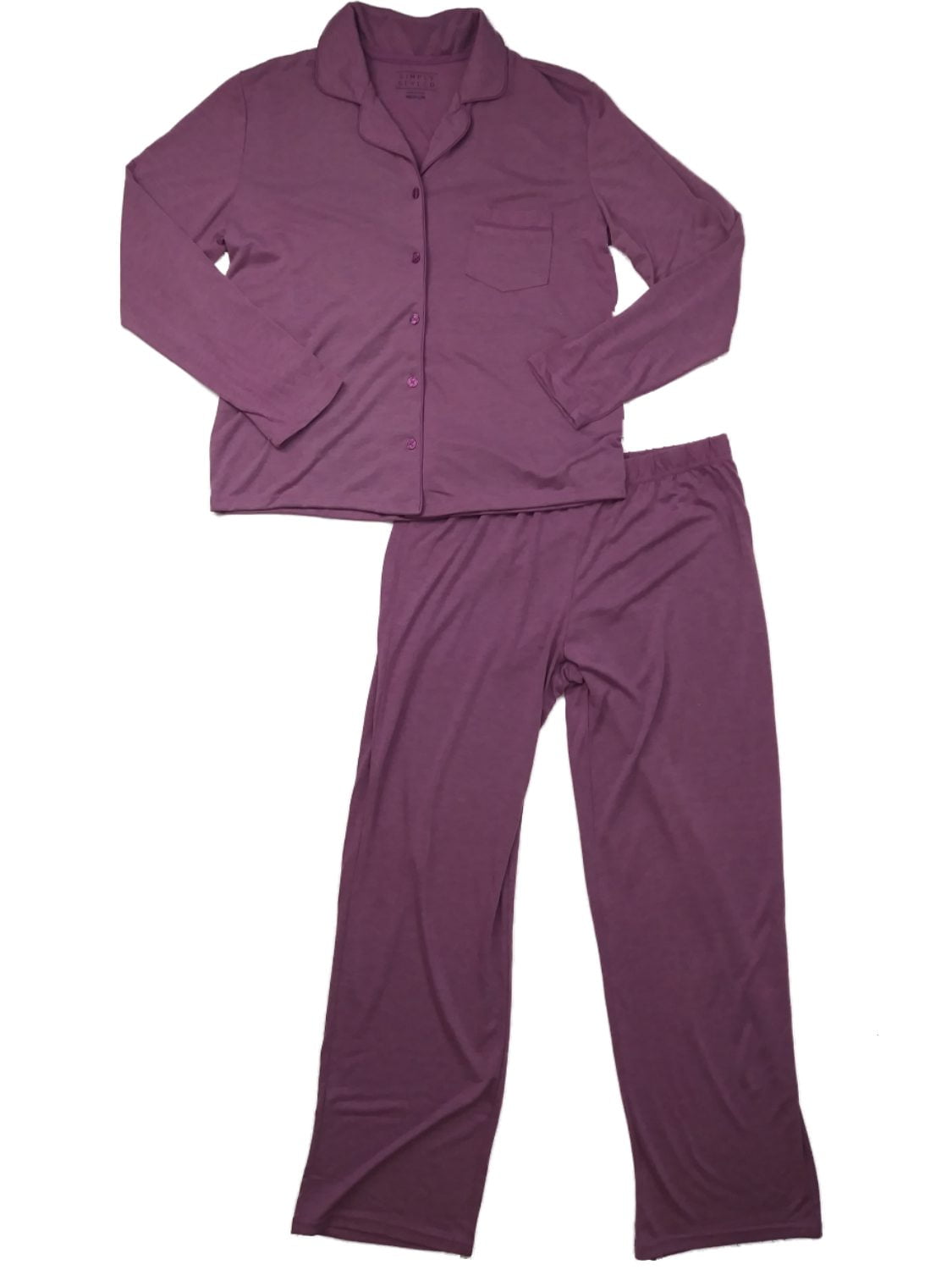 Simply Styled Womens Lavender Heather Purple Pajamas Notched Collar