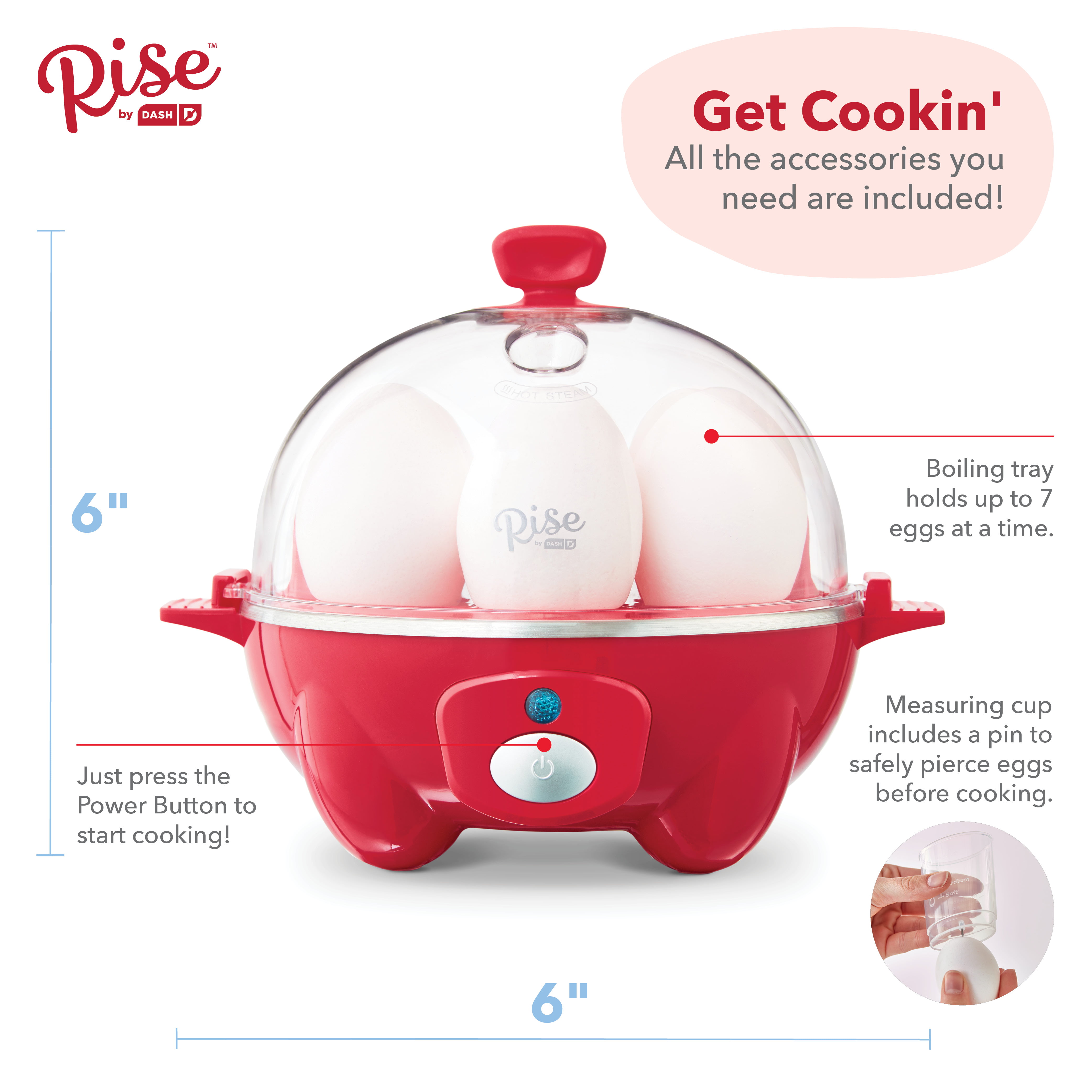 Rise By Dash Egg Cooker, Red 