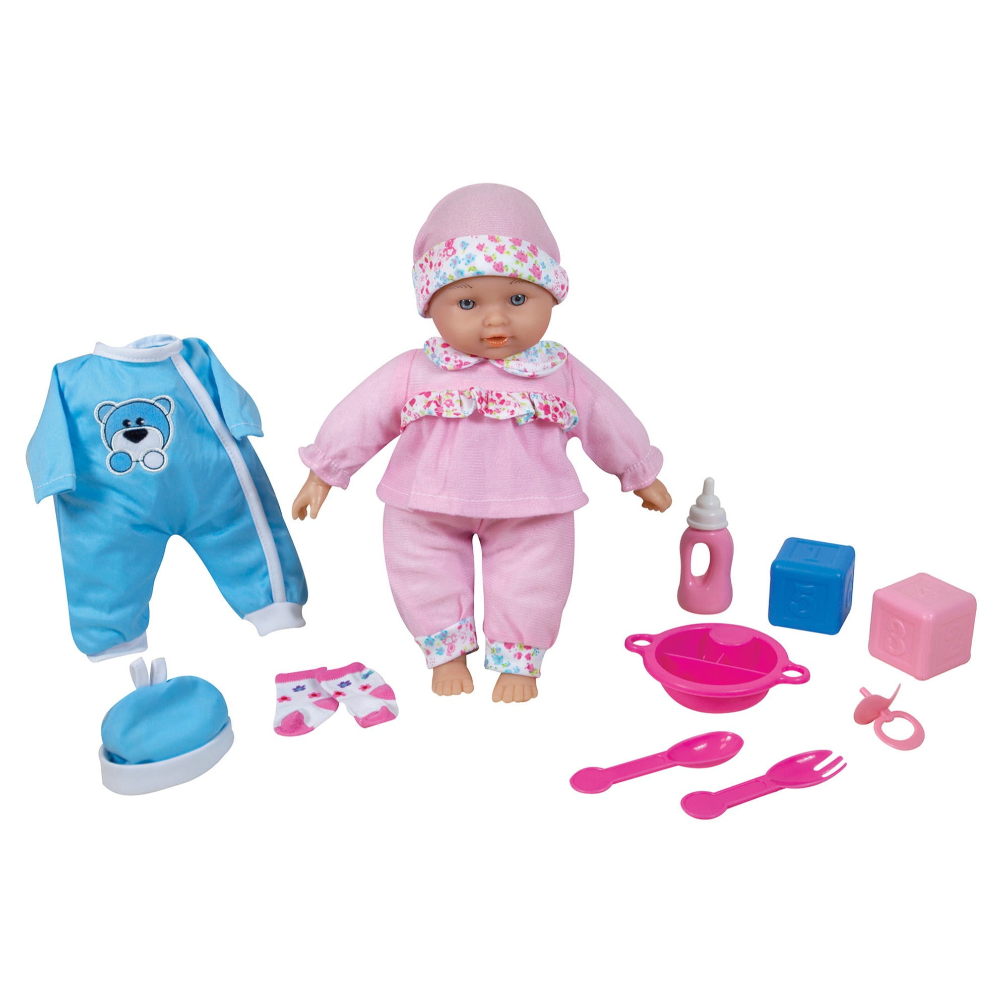 KIDS My First Dolls Pram Buggy Pushchair & Baby Doll Stroller Set ABBY FOR GIRLS 