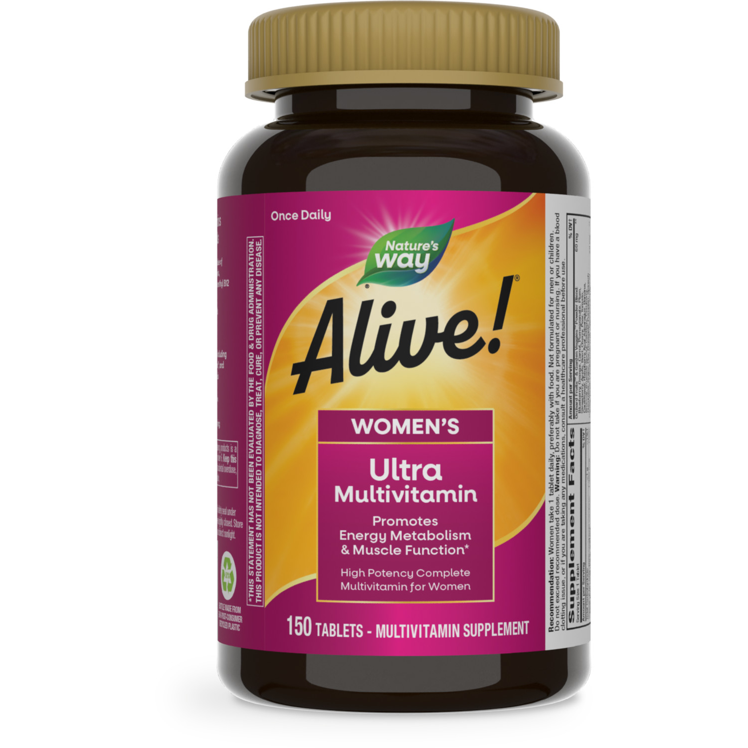 Nature’s Way Alive! Women’s Ultra Multivitamin Tablets, Vitamins B12, A, C, D3, E, Zinc, 150ct