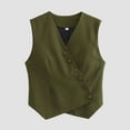 thumbnail image 4 of GEWSEY Womens Waistcoat Vest Sleeveless Blazers V Neck Button Up Asymmetrical Hem Work Office Suit Vests (Green, M), 4 of 4