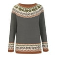 thumbnail image 4 of WRKEKC Women's Vintage Print Knit Pullover Sweater Crewneck Long Sleeve Casual Modern Design Loose Fit Trendy Tops Womens Sweater, 4 of 6