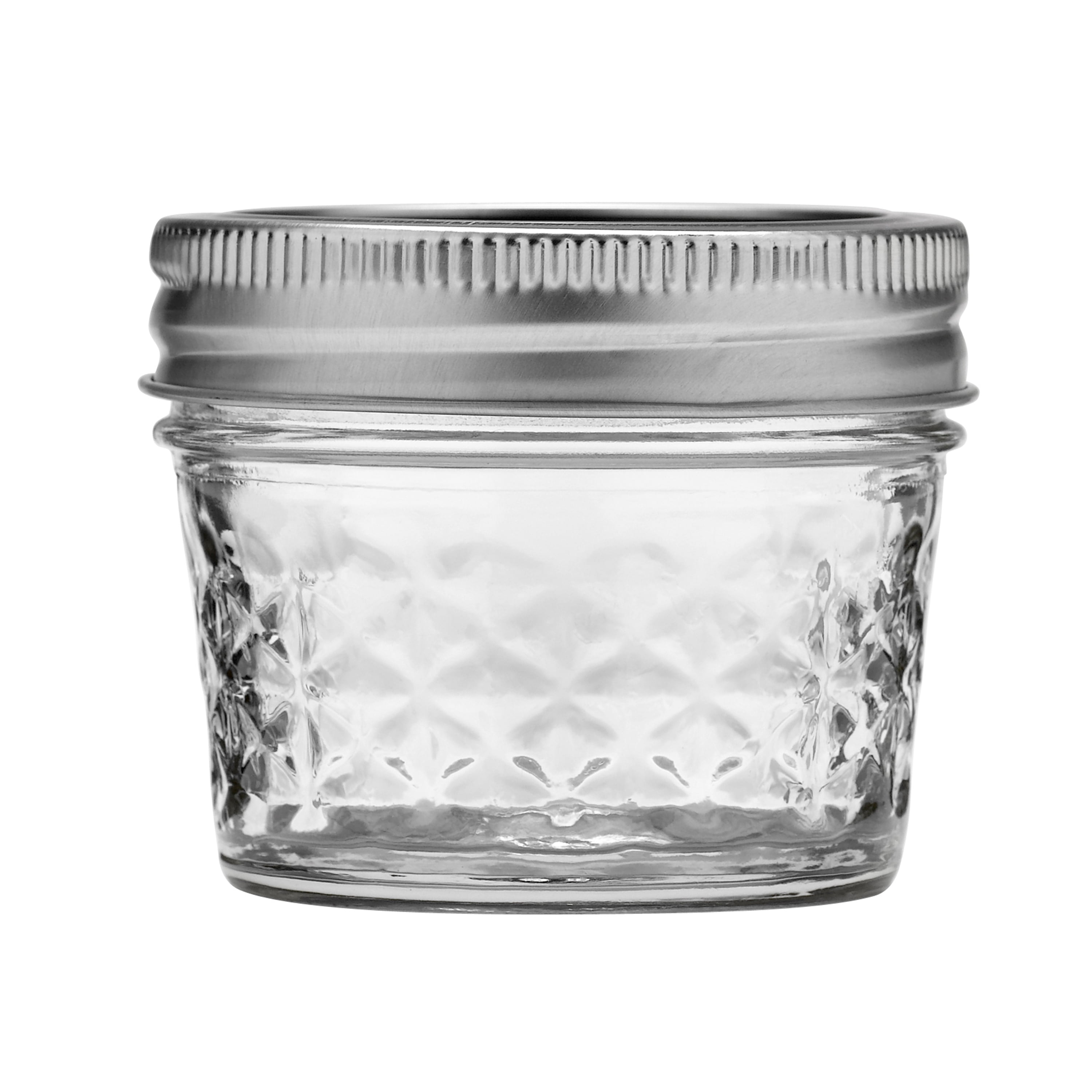 Set of 2 Regular Mouth Ball Mason Jar Quilted Crystal with Lids and Bands 8-Ounces 