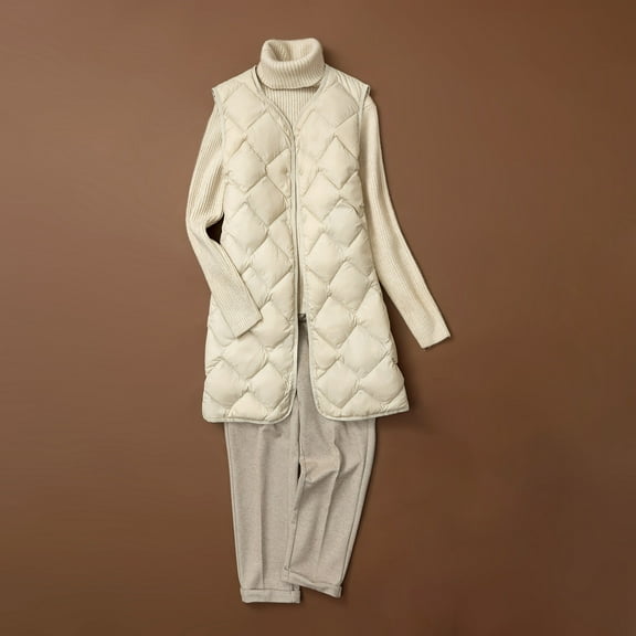 AOOCHASLIY Valentine's Day Women Coat Women Warm Pocket Coat Less Long Jacket Winter Sleeveless Down Parkas