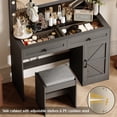 thumbnail image 6 of Vastcury Farmhouse Makeup Vanity Set with Large Mirror and Light, Brightness Adjustable, Dressing Desk with 3 Drawers for Bedroom, Black, 6 of 6