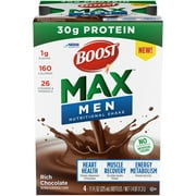 BOOST Max Men Ready to Drink Nutritional Shake, Rich Chocolate, 4 - 11 FL OZ Bottles