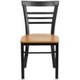 thumbnail image 3 of HERCULES Series Black Three-Slat Ladder Back Metal Restaurant Chair - Natural Wood Seat, 3 of 9