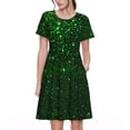 thumbnail image 1 of Disketp Green Sparkling para Vestido de Manga Corta para Mujeres, Vestidos de Verano para Mujeres, Casual y Holgado para la Playa, 1 of 6