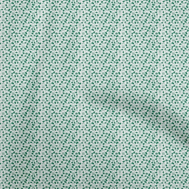 oneOone Cotton Cambric Green Fabric Random Craft Projects Decor Fabric Printed By The Yard 42 Inch Wide