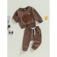 thumbnail image 3 of Bagilaanoe 2PCS Toddler Baby Girl Boy Long Pants Set Embroidery Long Sleeve Sweatshirt Pullover Tops + Sweatpants 6M 12M 18M 24M 3T Kids Casual Sweatsuits, 3 of 8