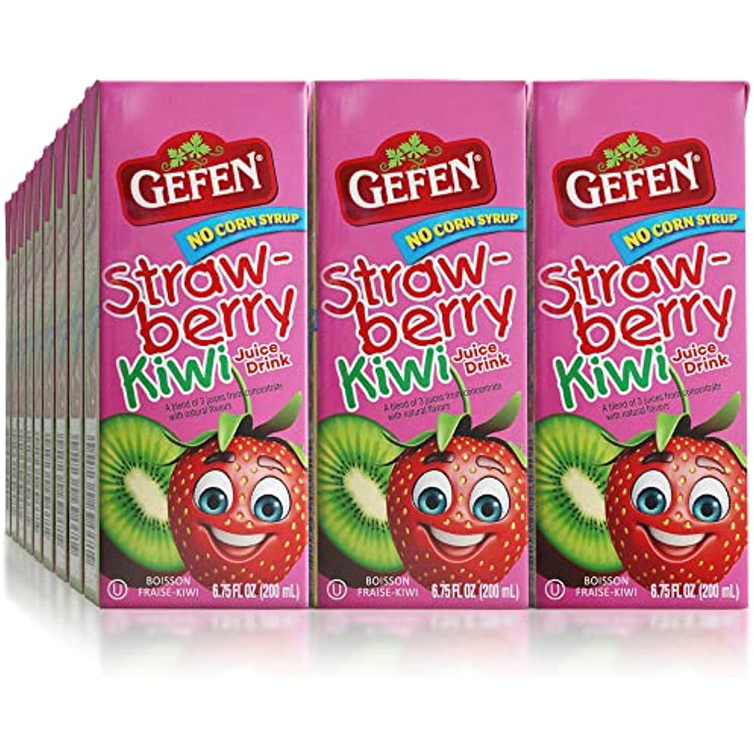 Gefen Strawberry Kiwi Juice Box Drinks With Straw (27 Pack) No High