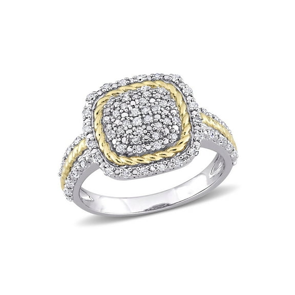 Gem & Harmony 1/3 Carat (Ctw) Diamond Cluster Halo Ring in Sterling Silver for Women