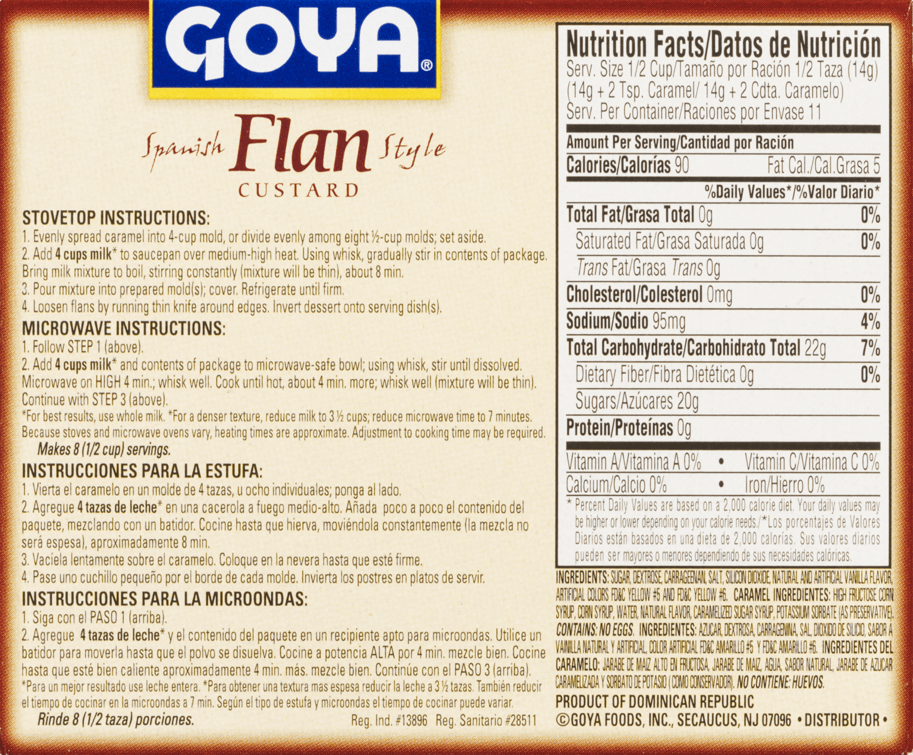 goya flan ingredients