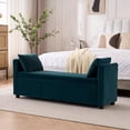 thumbnail image 4 of Storage Bench for Bedroom, 55" End of Bed Bench for King Size Bed, Modern Upholstered Long Ottoman Bench with Arms and 2 Pillows for Living Room/Entryway, 4 of 10