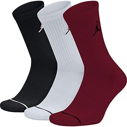 Nike Uni Jordan Jumpman Crew Socks (3 Pack) Black/White/Gym Red (Men's Shoe Size 8-12)