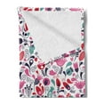 thumbnail image 2 of Tulip Soft Flannel Fleece Throw Blanket, Floral Background with Linked Swirling Tulip and Branches Fresh Ornate, Cozy Plush for Indoor and Outdoor Use, 50" x 70", Pink Teal Red, by Ambesonne, 2 of 5
