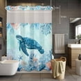 thumbnail image 5 of No Hook Shower Curtains with Snap-in Liner Set, Coastal Turtle Blue Waterproof Hotel Style Bathroom Shower Curtain, Summer Beach Nautical Coral Starfish Breathable Mesh Top Bath Curtains 72''x84'', 5 of 9