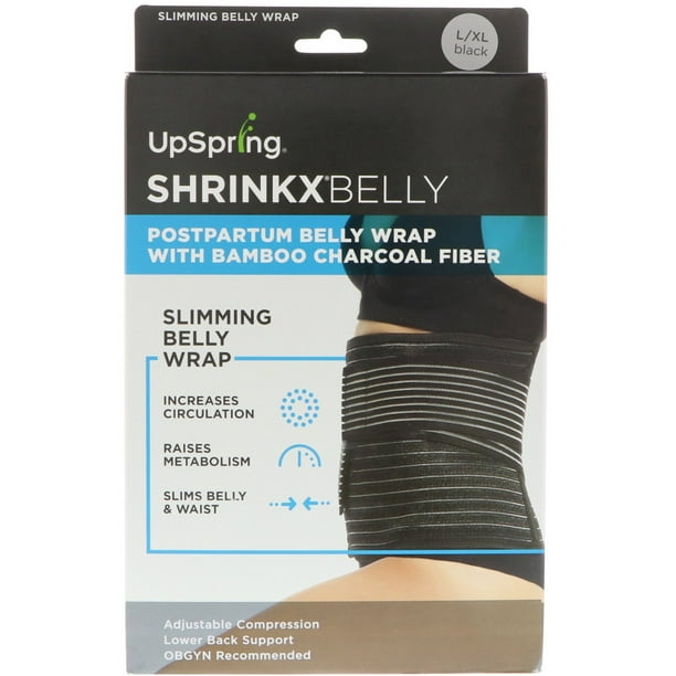 UpSpring, Shrinkx Belly, Enveloppement post-partum avec fibre de charbon de  bambou, Taille L/XL, Noir 