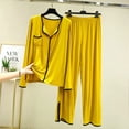 thumbnail image 3 of Fdfklak-Pijama holgado de talla grande L XL XXL, ropa de dormir informal para el hogar, traje de pantalones de manga larga, 2 piezas, Primavera, nuevo, 3 of 4