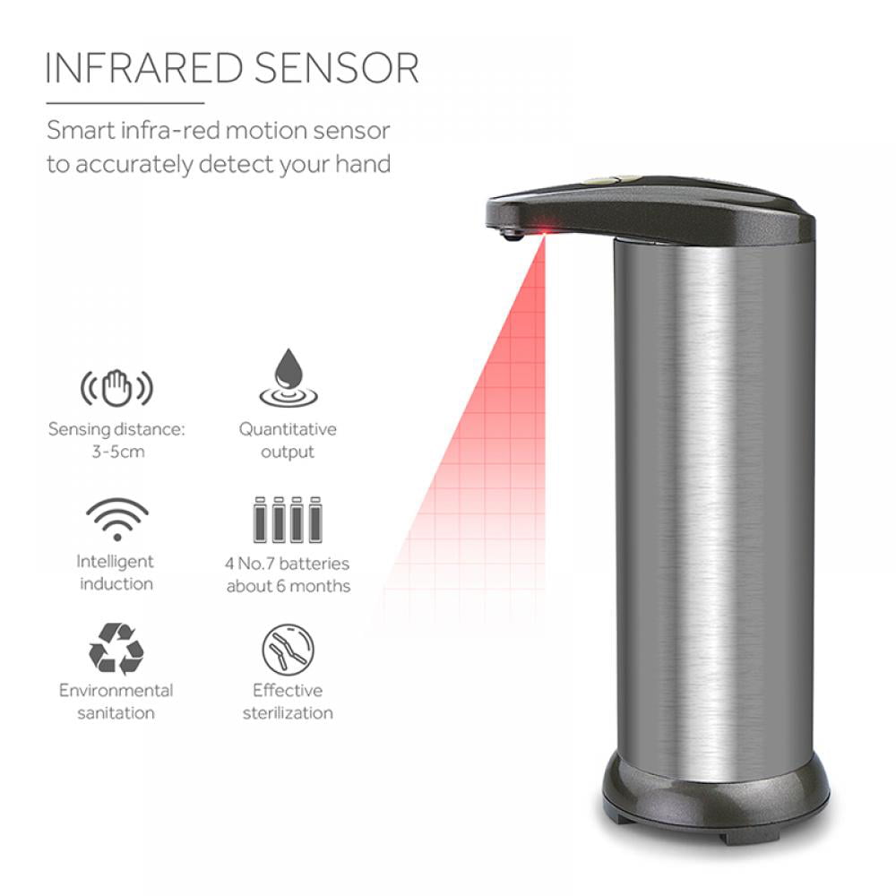 Details about   Automatic Soap Dispenser Stainless Visible Touchless Handsfree IR Sensor 280ml 