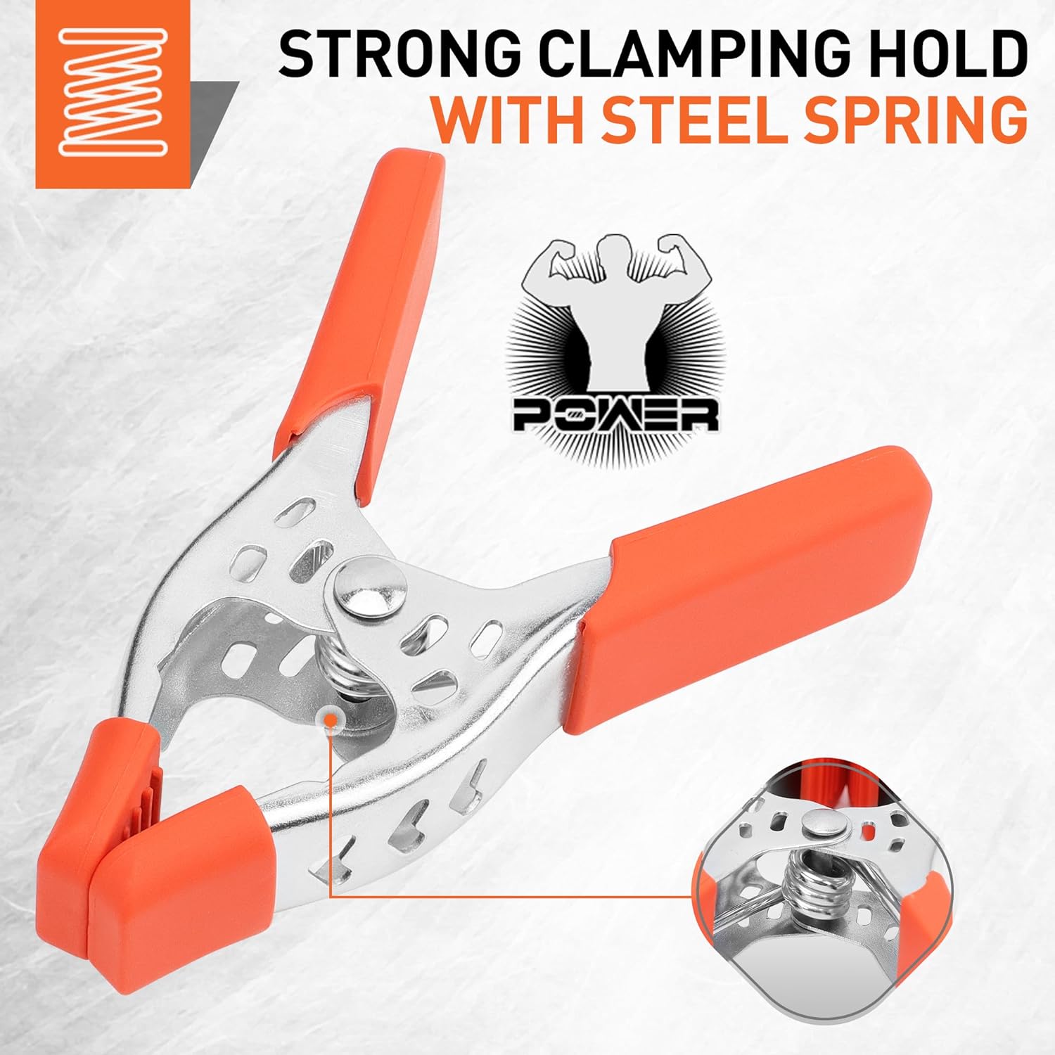 4-Piece 8" inch Spring Clamp, Heavy Duty Metal Clamps, 3.4"-inch Jaw opening Orange 8