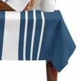thumbnail image 4 of Navy Blue White Stripe Table Cloth Waterproof Tablecloths, Modern Rustic Vertical Striped Tablecloth Dining Table Cover for Kitchen Party Tabletop Outdoor, Rectangle Tablecloth 60x84 Inch, 4 of 9