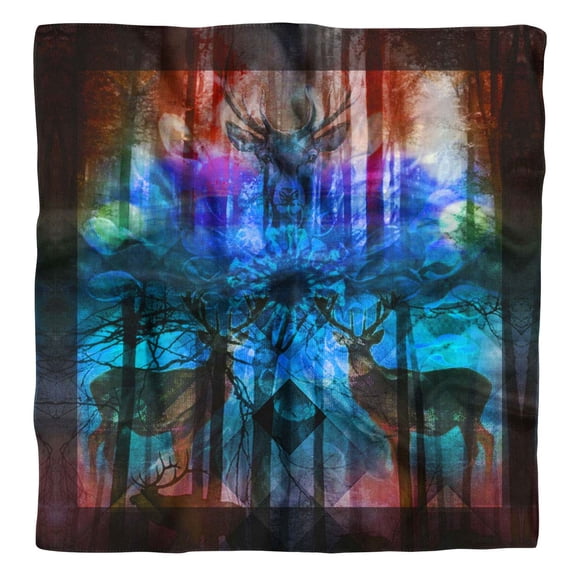 Phagun Blue Deer Jungle Pure Silk Printed Head Bandanas Summer Neck Wrap Square Scarf