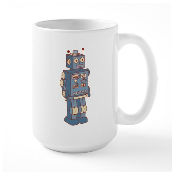 CafePress - Vintage Robot Mugs - 15 oz Ceramic Large White Novelty Mug