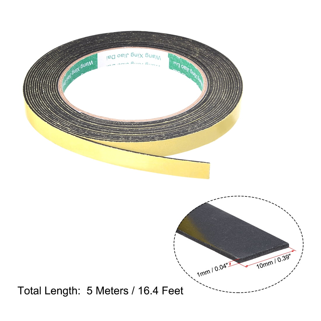 Unique Bargains 10mm Wide 1mm Thick 5m Long Weather Strip Foam Tape Seal 2 Count