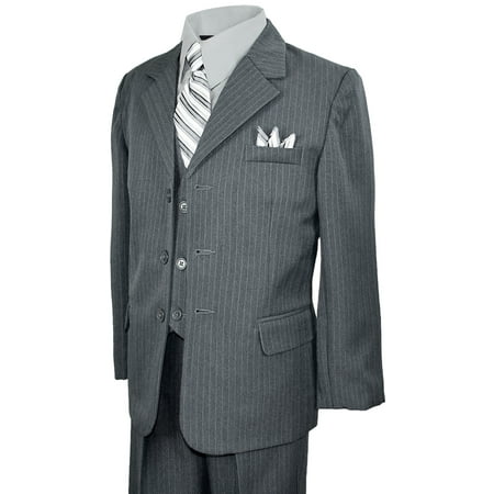Boys Teens Gray Pinstripes Suit Dresswear Outfit Set