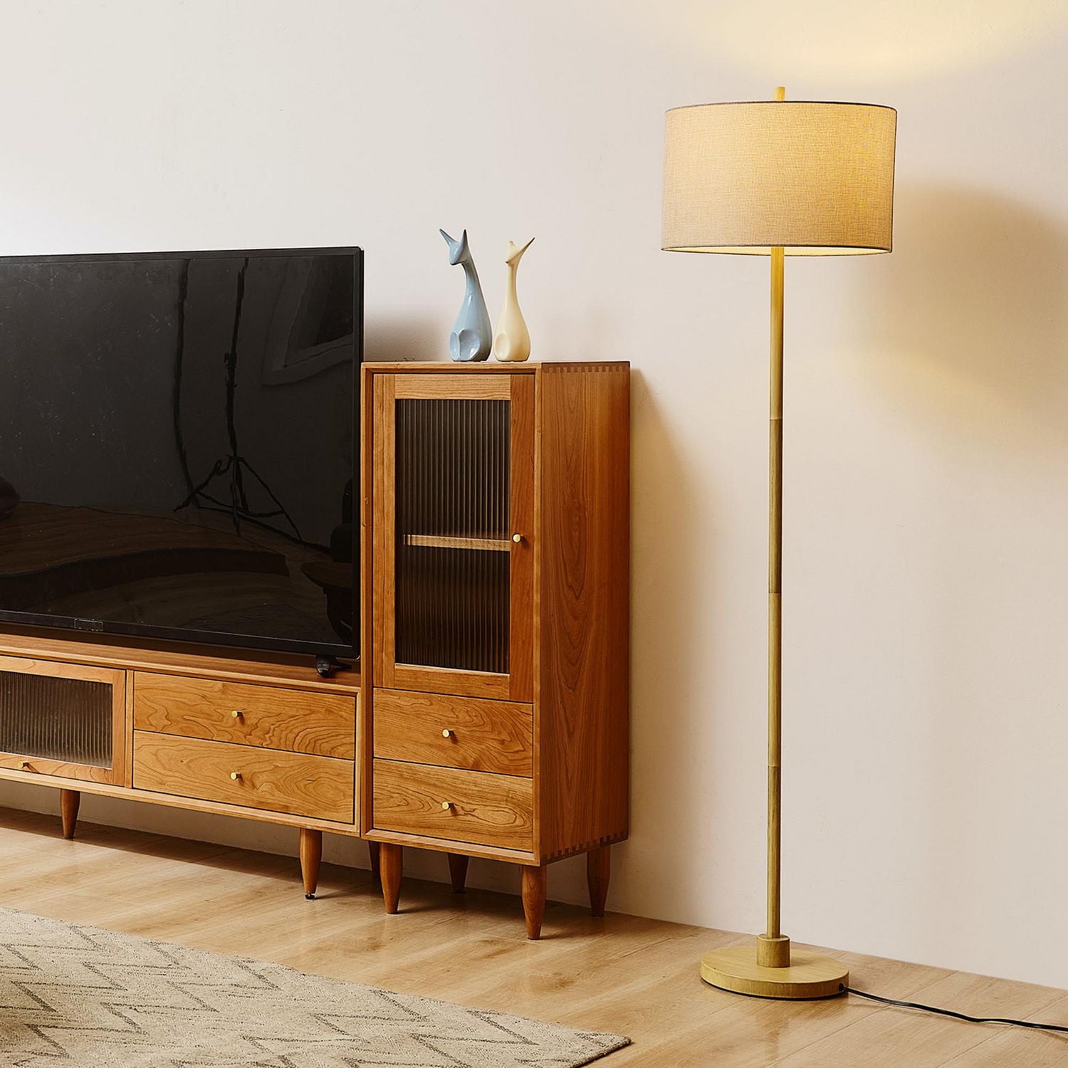 Cove 62" Light Faux Wood Floor Lamp with Jute Shade