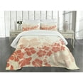 thumbnail image 3 of Ambesonne Floral Quilted Bedspread Set 3 Pcs, Hawaii Flowers Tropical, Queen Size, Fuchsia Salmon White, 3 of 5