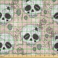 thumbnail image 2 of Ambesonne Skull Fabric by the Yard Microfiber, Day of the Dead Theme, 10 Yards, White Blush Black, 2 of 2