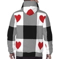 thumbnail image 7 of Lsque Heart Black Buffalo Plaid Gingham Pattern Casual Men's Hoodie,Hooded Sweatshirt with Kangaroo Pocket,Pullover Hoodie-XX-Large, 7 of 7