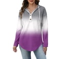 thumbnail image 5 of Hoodies Sweatshirt for Women Half Button Hooded Pullover Drawstring Long Sleeve Shirts Tops Gradient Clothes, 5 of 7