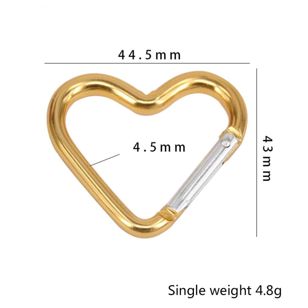 10pcs Heart Shaped Carabiners Mini Spring Backpack Clasps Hook