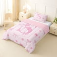 thumbnail image 2 of Erosebridal Letter Monogrammed S Pink Bow Twin Comforter Sets 3-Piece,Floral Cherry Blossoms Bedding Set,Pink Reversible,Breathable Home Decor, 2 of 6