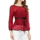 thumbnail image 5 of INSPIRAR CHIC Blusa de encaje con peplum para mujer, mangas de pulsera florales, top con cintura ajustable XL rojo, 5 of 8