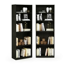 Furinno JAYA Set of 2 5-Tier Bookshelf with Adjustable Shelf in Espresso