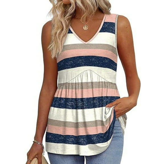 JZROCKER Womens Eyelet Embroidery Sleeveless V Neck Peplum Tops Casual Pleated Ruffle Flared Flowy Tanks Top Elegant Tunics Shirt