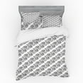 thumbnail image 2 of Flower Duvet Cover Set, Monochrome Style Vintage Pattern of Outline Floral Damask with Leaves, Bedding Set with Shams and Fitted Sheet, 3 Sizes, by Ambesonne, 2 of 3
