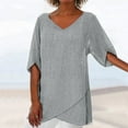 thumbnail image 2 of Womens Plus Size Clearance $5,The Fashion Women Summer Irregular Solid Top Blouse, 2 of 8