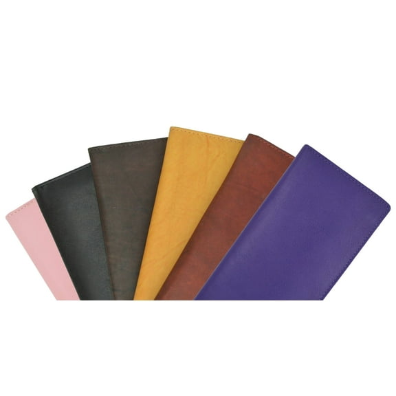 Genuine Leather Standard Plain Checkbook Cover Long Wallet Men Women Black Brown Red Pink Tan