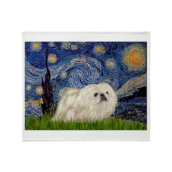 CafePress - Starry Night White Peke Throw Blanket - Soft Fleece Throw Blanket, 50"x60" for All Ages