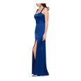 thumbnail image 3 of XSCAPE Womens Blue Slitted Double-strap Satin Sweetheart Neckline Full-Length Evening Dress 10, 3 of 5